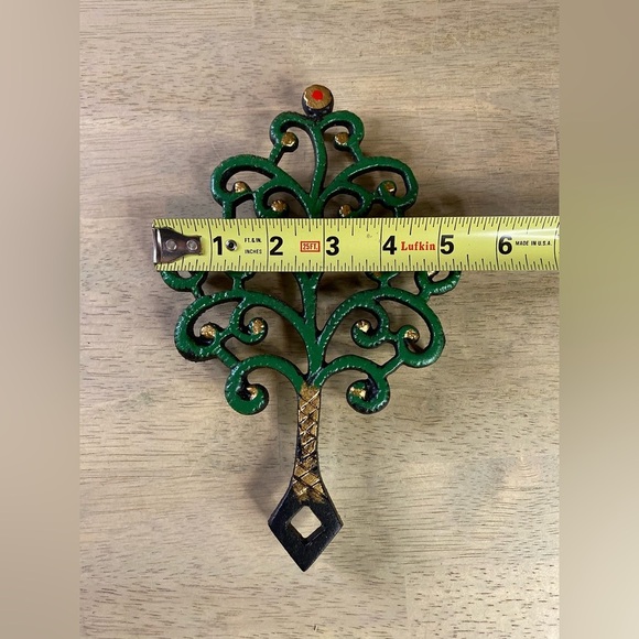 CAST IRON FAMILY TREE TRIVET 1950’s John Wright Painted Leafs Footed Marked MCM - Picture 6 of 7